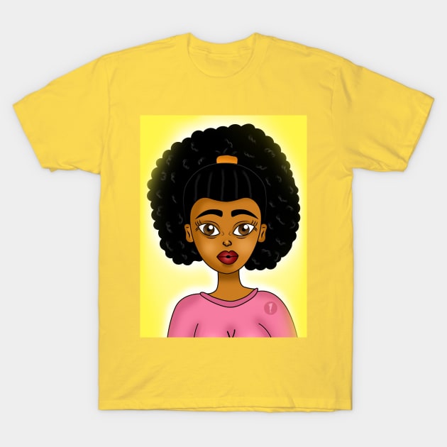 Brown skin girl digital art T-Shirt by Spinkly Creations 